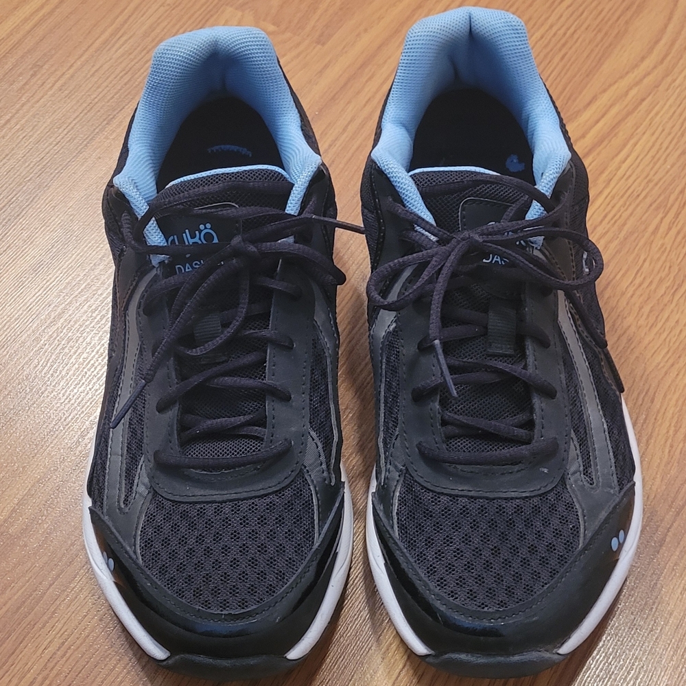 Ryka Women's Dash 3 Walking Shoes Size 8 1/2 in Black/Meteorite/Blue
